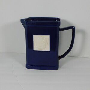 Roshco Tile Ware Collection Blue Ceramic Pitcher White Citrus Fruit Tile Accent